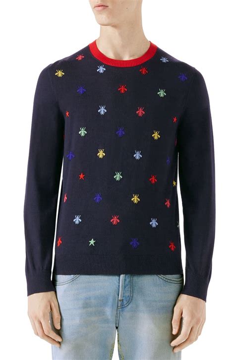 bee tie gucci|Gucci bee embroidered sweater.